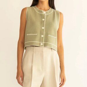 OAK+FORT Button Up Sweater Vest in Tea Cream Size XXS (NWT)